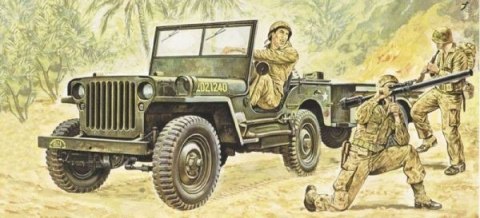 Willis MB Jeep with Trailer Italeri