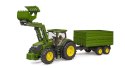 Traktor John Deere 7R 350 z ładowaczem i przyczepą BRUDER