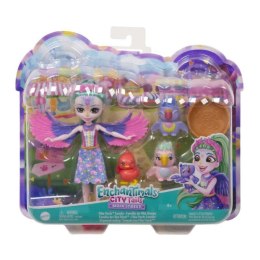 Enchantimals Rodzina Papugi Filia Finch Lalka + figurki Mattel